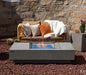 rectangular fire table with square fire pit and glass guard