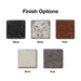 rectangular fire pit ginish options close uo of GFRC black, white, rust, bone and grey colour on a white background