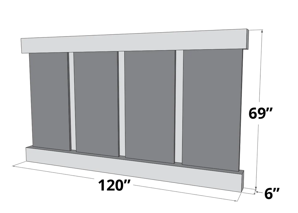 adadio wall mounted water feature with four panels dimensions