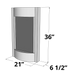 Measurement diagram of an indoor wall fountain with dimensions labeled