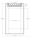 Technical drawing of a rectangular wall mounted water feature with dimensions