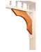 A wooden corner brace with a curved bottom edge and a flat top edge, designed to support the corner of a gazebo or porch roof.