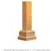  A cedar post with a square base and decorative trim. The post is light brown in color and has a rustic finish