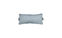 Rectangular outdoor headrest pillow in a soft, light gray shade. The pillow has subtle piping along the edges and gathered fabric detailing on the sides. It is isolated on a white background.