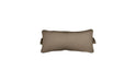 Rectangular outdoor headrest pillow in a solid, warm taupe shade. The pillow has subtle piping along the edges and gathered fabric detailing on the sides. It is isolated on a white background.