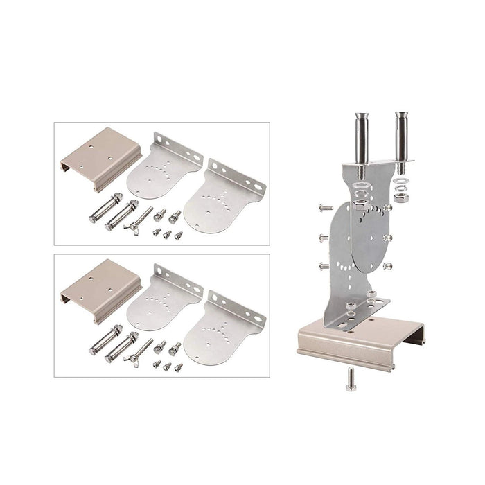 A set of mounting brackets and hardware for easy installation of an infrared heater on walls or ceilings.