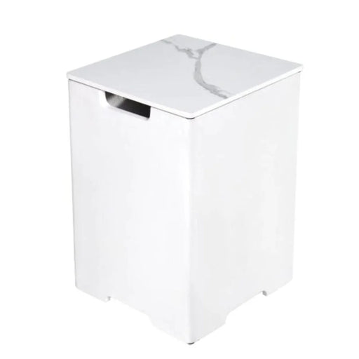 white square marble tank cover with black accents on a white background