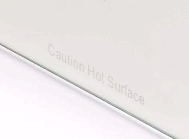 caution hot surface printed on linear glass wind guard