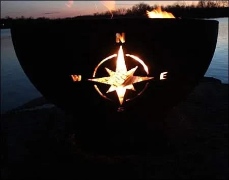 Compass Fire Ring Fifthroom Carbon Steel Compass Wood Burning Fire Pit | Lux Yard and Homes