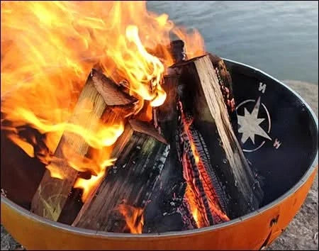 Compass Fire Ring Fifthroom Carbon Steel Compass Wood Burning Fire Pit | Lux Yard and Homes