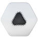 Hexagonal white light fixture with a black honeycomb pattern on a white background