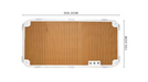 Wooden surface with dimensions labeled on a white background