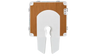 Top-down view of a YACHTBEACH inflatable foil dock with a U-shaped cut-out, featuring a brown teak-look EVA foam surface and white ramps for easy launching and docking of watercraft.