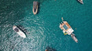 Aerial view of boats on a body of water