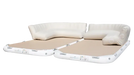 Inflatable sofa with beige cushions on a white background