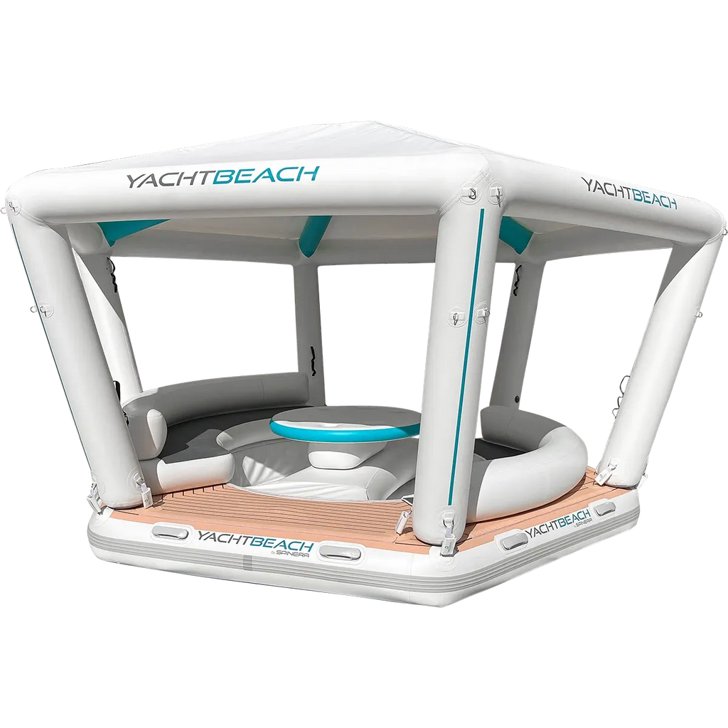 YachtBeach inflatable floating lounge boat canopy on a white background