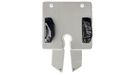 Metal bracket with two black straps on a white background