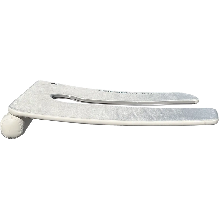 White marble patterned foil ramp with a handle on a white background