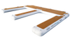 Inflatable jet ski dock with wooden deck and 'Yacht Beach' branding on a white background