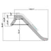 Measurement chart of a inflatable water slide with dimensions labelled