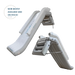 Inflatable pool slide and lounge chair set with 'Yachtique' branding on a white background.