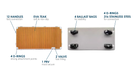 Technical diagram of a boat component with labeled parts on a white background