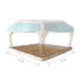 inflatable floating yacht platform with dimensions labeled on a white background